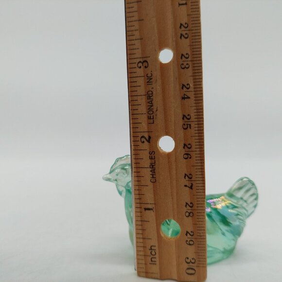 Fenton Glass Mini Chicken Miniature Hen Pets Iridescent Green Glase - Picture 2 of 7